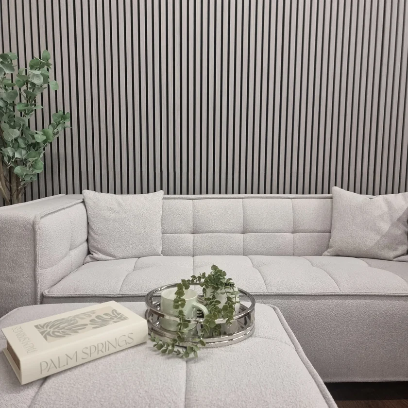 Acoustic Wall Panel Ash Grey Oak Premium Wood Veneer-2.4m