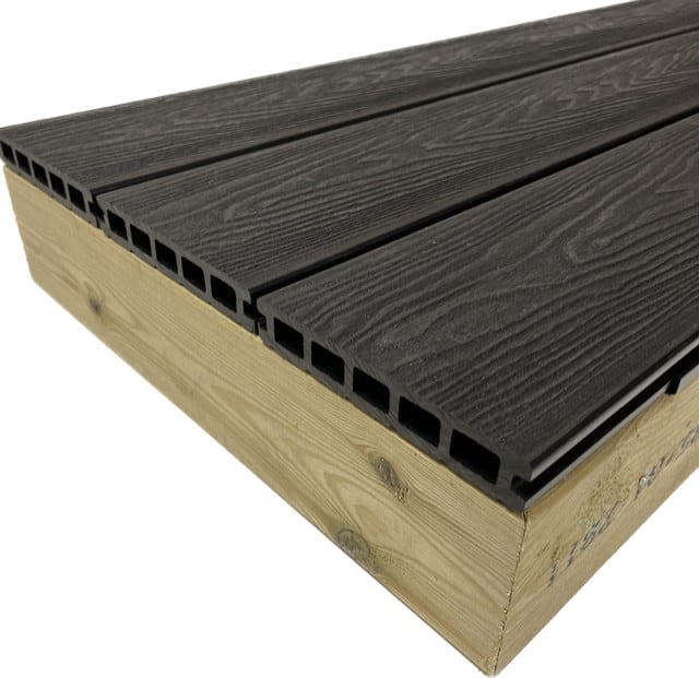 4.8m Black Woodgrain (embossed) Composite Decking